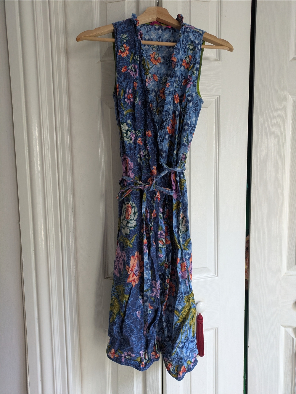 Sleeveless Blue Floral Wrap Dress Antoine Et Lili French Brand